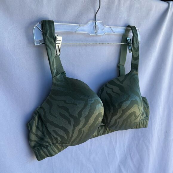 Cacique 42D Lightly Lined Balconette Bra Green Zebra Print - Picture 2 of 9